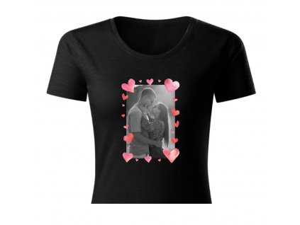 ČIERNE TRIČKO S FOTKOU SRDCE 3 3 DÁMSKE