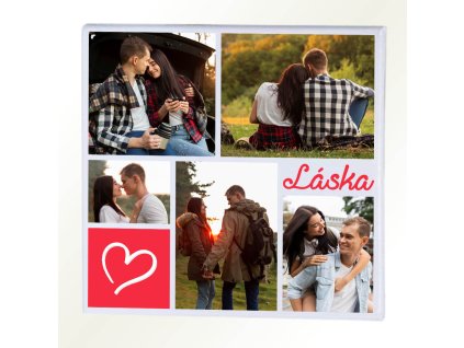 OBRAZ NA PLÁTNO S FOTKOU Štvorec Koláž Láska Červená 1