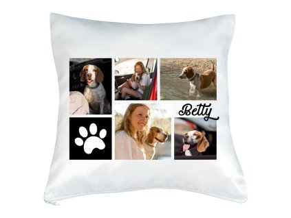 VANKÚŠ S FOTKOU rámik LABKA KOLÁŽ ČIERNA 2