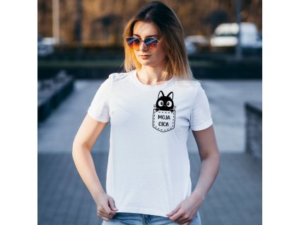 žena tričko mačka cica